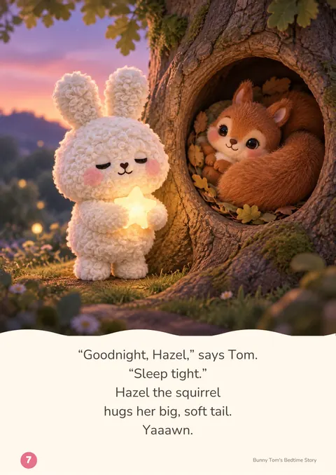 Story page: goodnight, Hazel the squirrel